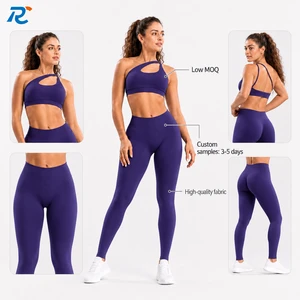 Women Seamless Four-Way Stretch Eco-Friendly Workout Set 2 Piece Sports Bra and High Waist Leggings Yoga Gym Fitness Activewear
