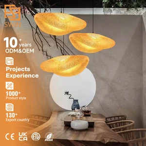 Hand-Made Bamboo Pendant Lights Chandelier Rustic Rattan Lamps Wicker Lamp Asian Hanging Lamp
