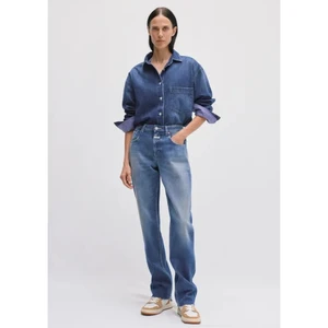 Women's Summer Casual Modest Denim Suit Set Light/Mid/Dark Blue Matching Jacket & Pants Solid Twill Printed Customizable Label