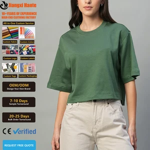 Women's 100% Cotton Boxy Fit T Shirt Wholesale Manufacturer Cropped O-neck Custom Short Oversize Plus Size T Shirt For Women