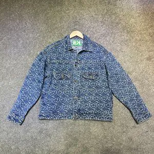 Men's Denim Jackets Coats Jeans Jacket for Men Jacquard Pattern Heavyweight Cotton Men's Jacket