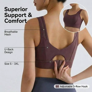 Women High Impact Support Sports Bra Size Small to 3 XL Full Coverage Wireless No Bounce Fixed Pads Bra Gym Fitness Tops