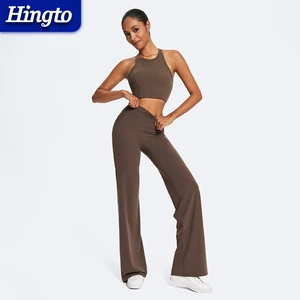 Gym Activewear Sets Nylon And Spandex Gym Clothes Quick Dry High Elastic Female Fitness Wear OEM Customized Wide Leg Yoga Sets