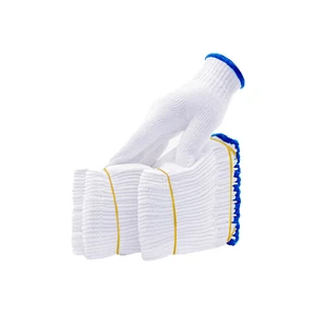 White Cotton Knitted Work Safety Gloves Thread Cotton Gloves