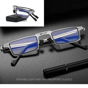 2026 New Arrivals High-Definition Portable Folding Anti-Blue Light Eyeglasses Slim Ultra-Thin Metal Lens Eyewear