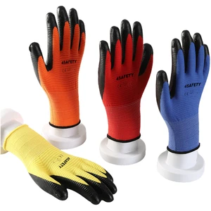 Factory Supply 13G Polyester Gloves With Nitrile Plam Coated Safety Gloves Construction Work Protect Hands