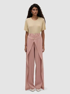 Pink Breathable Satin Summer Casual A-Line Women's Pant Bottom
