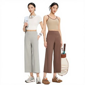 Women's Yoga Pants Summer 2026 New Thin Loose Wide-leg Straight-leg High Waist Elastic Waist Casual Cropped Sports Outerwear