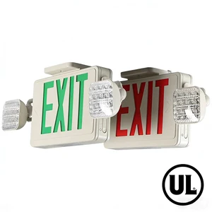UL 924 Listed AC 120/277V Commercial LED Exit Sign Emergency Light with Battery Backup-Two LED Adjustable Head
