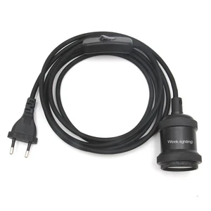 Vintage Light E27 Base Retro Industrial Lamp Holder with US EU UK AU Plug and ON OFF Switch 110V 220V - Black