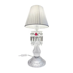 High Quality High Crystal Table Lamp 24Pa Glass Body Crystal Light with Fabric Lampshade for Bed Rooms