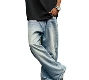 Top-Trending High Quality Breathable Windproof Mid Waist Men's Plus Size Jeans Comfortable Durable Anti-Wrinkle High Street