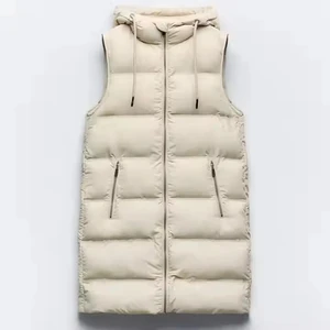 Plus Size Mens Hooded Puffer Knit Gilet Breathable Windproof Casual Vest with Zippers