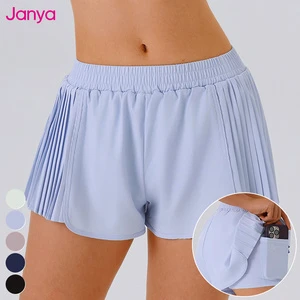 Janya Custom Women Clothing Breathable Fitness Shorts Plus Size Side Pleated Skorts Quick Dry Casual Loose Sports Shorts