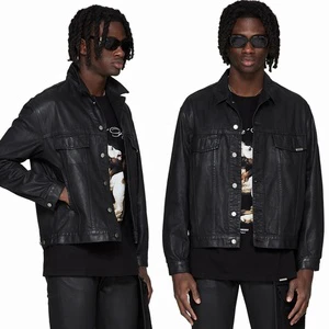 OEM High Quality Fashionable Winter Men Denim Black Waxed Jeans Jacket