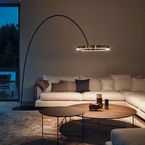 Nordic Modern Luxury Room Corner Decorative Hotel Bedroom Bedside Metal Adjustable Arc Standing Floor Lamp for Living Room