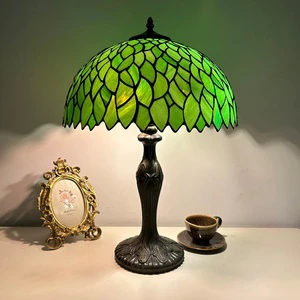 SIMIG Antique Stained Glass Banker Table Lamp Rose Flower Dragonfly Modern Design Dome Vintage Desk Lamp For Home Office