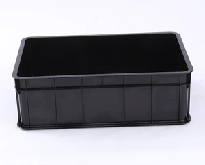 Black Conductive Polypropylene Turnover Box With ESD Certification for Cleanroom and Assembly Line Use