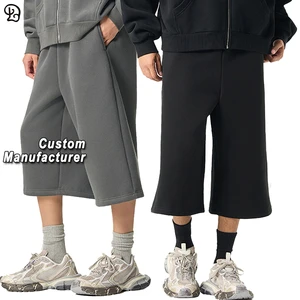 Custom Seven Point Sweatpants Men Oversize Mid Calf Cropped Casual Fleece Trouser Unisex Loose Streetwear Elastic Waist Bottoms
