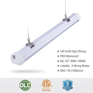 IP65 Linkable LED Tri-proof Light 4ft 45W DLC Premium ETL Listed Vapor Tight for Warehouse Garage Cold Storage