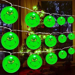 New Style Green Expression LED Grinch String Light Christmas Decorations Color Lights For Home