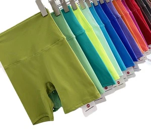 Custom Logo Solid Color Fitness Workout Yoga Shorts Women High Waist Sport Fitness Gym Shorts