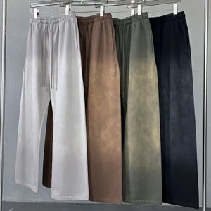 Custom Sun Faded Baggy Straight Leg Sweatpants Oversized French Terry Cotton Flare Pants Custom Logo Washed Flared Sweatpants