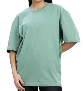 Women's Plus Size Casual T-Shirt Logo Button 100% Organic Cotton Eco-Friendly Washed Three Quarter Sleeve Custom Bulk Production