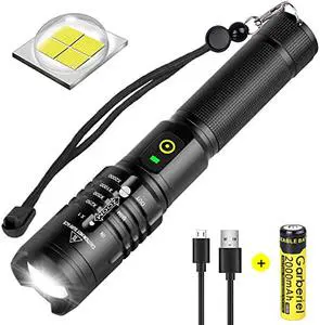 1000 Lumen Powerful Super Bright EDC Flashlight Waterproof Zoom Torch Light USB Rechargeable XHP50 Tactical LED Flashlight