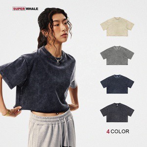 Custom High Quality Blank Cotton Cropped T Shirts Vintage Crop Top Tshirt For Women