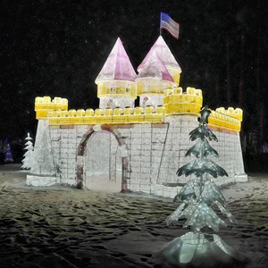 Large 3D LED Castle Tower House Motif Lighting Decoration IP65 Outdoor Christmas Lights