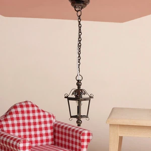 Miniature Dollhouse Lamp Miniature Table Lamp Doll House Chandelier Ceiling Light with Battery-Powered Glow