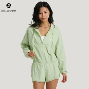 UPF 50+ Summer Cooling Anti-uv Sun-protective Sunscreen Sports Yoga Sets Top Jacket and Shorts Set Woman Clothing Women