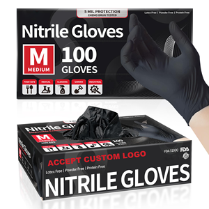 Disposable 5mil Industrial Black Nitrile Gloves Garage Duty Car Mechanics Repair Full Textured Nitrile Mechanical Work Gloves