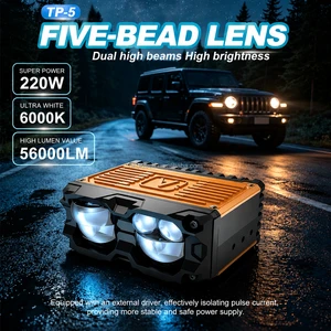 TOPOWL LED Grille Lights 220W Dual High TP-5 Beam Five Lens 56000LM 6000K Auxiliary Light IP68 Waterproof for Car SUV Moto