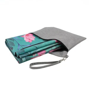 BSCI Factory Custom Logo Printed Travel Yoga Mat Foldable FSC Natural Rubber Suede Yoga Mat Stocks No MOQ