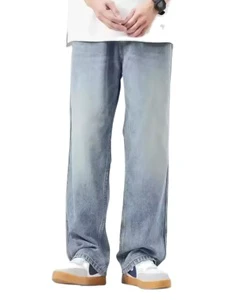 Men's Denim Pants Vintage Washing Wide Leg Loose Jeans Casual Straight American Style Street Men Trousers Four Seasons