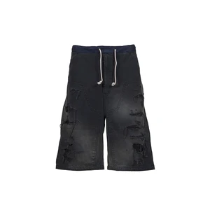 Jorts Denim Shorts Men's Cropped Jeans Short Hand Stain Distressed Vintage Streetwear Stylish Summer Shorts