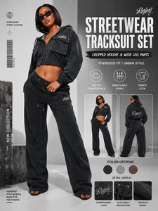 OEM Factory Custom Streetwear Tracksuit Set With Embroidered Logo & Cargo Pockets
