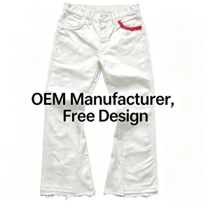 Manufacturer OEM Custom Streetwear Hip Hop High Quality Rise Studded Oversized Boot Cut Wide Leg Flared Baggy Denim Jeans Men