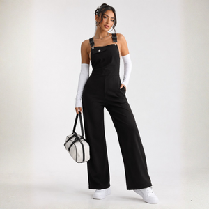 Women Denim Wide Leg Overalls Sleeveless Fashion Jumpsuit Casual Dungaree Outfit