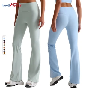 Super Soft High Waist Yoga Flare Pants with Elastic Waist Closure Basic Design New Colors and Fabric Casual Sports Pants