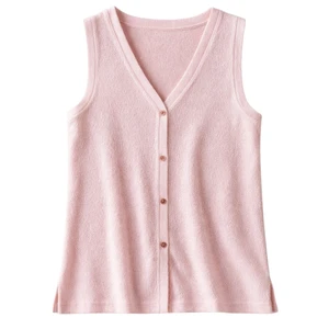 Women Button Front Knit Tank Top Sleeveless V Neck Summer Casual Loose Fit Breathable Textured Fashion Pullover Blouse