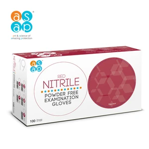 ASAP Disposable Nitrile Powder-Free Examination Gloves Red Safety Household Gloves for Adults