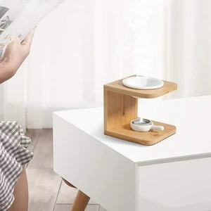 Wanmei Exclusive Bamboo Aromatherapy Candle Warmer Essential Oil Wax Melting Lamp Incense Burner Holder Compostable Eco-Friendly