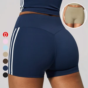 Hot Selling Women Shorts Color Blocking Tight Quick Drying Sportswear High Waisted Running Fitness Sports Training Yoga Shorts