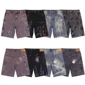 MZN Wholesale Summer High Quality Designer Famous Brand Jean Shorts Diamond Straight Men's Denim Overalls Streetwear Dark Zipper