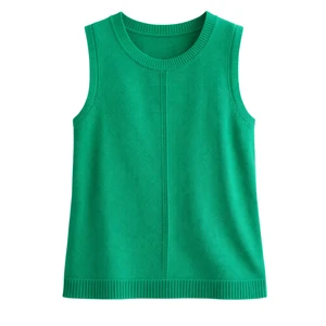 Women Ladder Detail Knit Swing Tank Top Sleeveless Summer Casual Loose Fit Breathable 100% Cotton Fashion Pullover Blouse