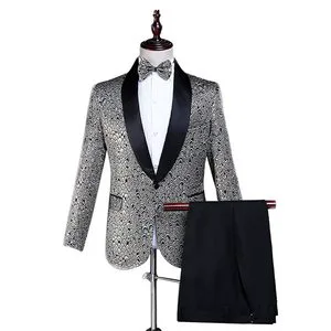 Men's Casual Suit Printed Suit Three-Piece Slim Personalized Suit Jacket Men's Dress