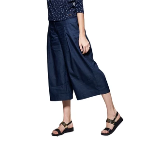 ODM Women's Breathable Mid Elastic Waist Wide Leg Pants with Pockets Spring Casual